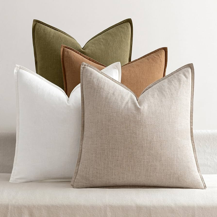 MIULEE Brown Linen Pillow Covers Pack of 4 Decorative Natural Solid Throw Pillow Covers Soft Acce... | Amazon (CA)