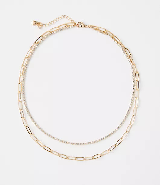 Chain Link Layered Tennis Necklace | LOFT