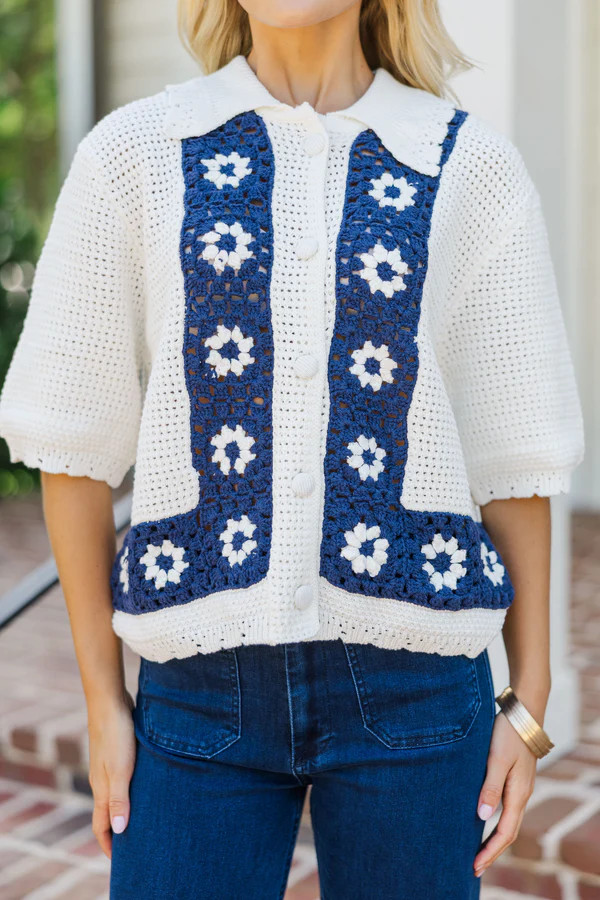All Set To Shine Navy Floral Sweater | The Mint Julep Boutique