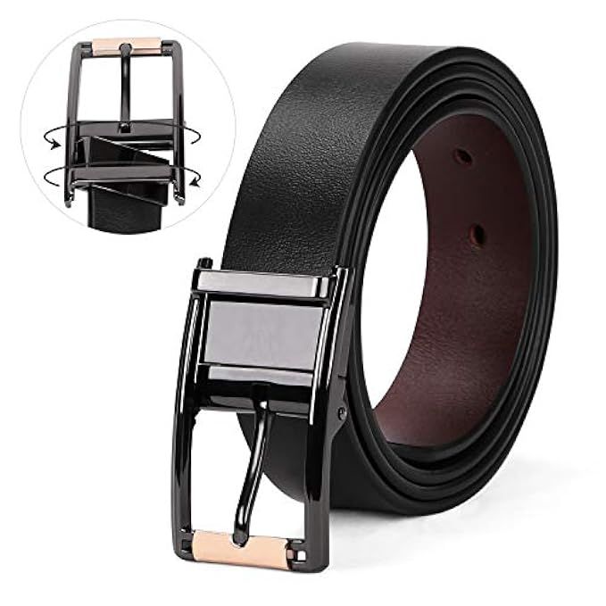 JASGOOD Women Leather Reversible Belt, Ladies Belt for Jeans with Rotated Buckle | Amazon (US)