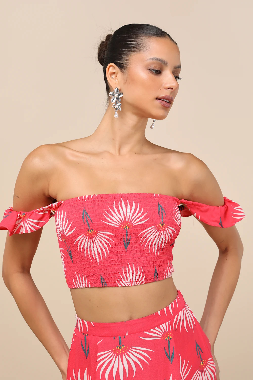 Trancoso Coral Floral Print Two-Piece Maxi Dress | Lulus