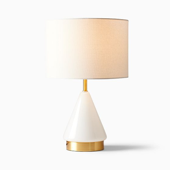 Metalized Glass Table Lamp + USB, Small, White, Antique Brass, Set of 2 | West Elm (US)