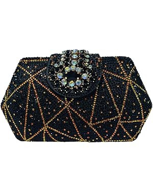 Vintage Rhinestone Clutch Colorful Women Bling Purse Party Bag Wedding Handbag | Amazon (US)