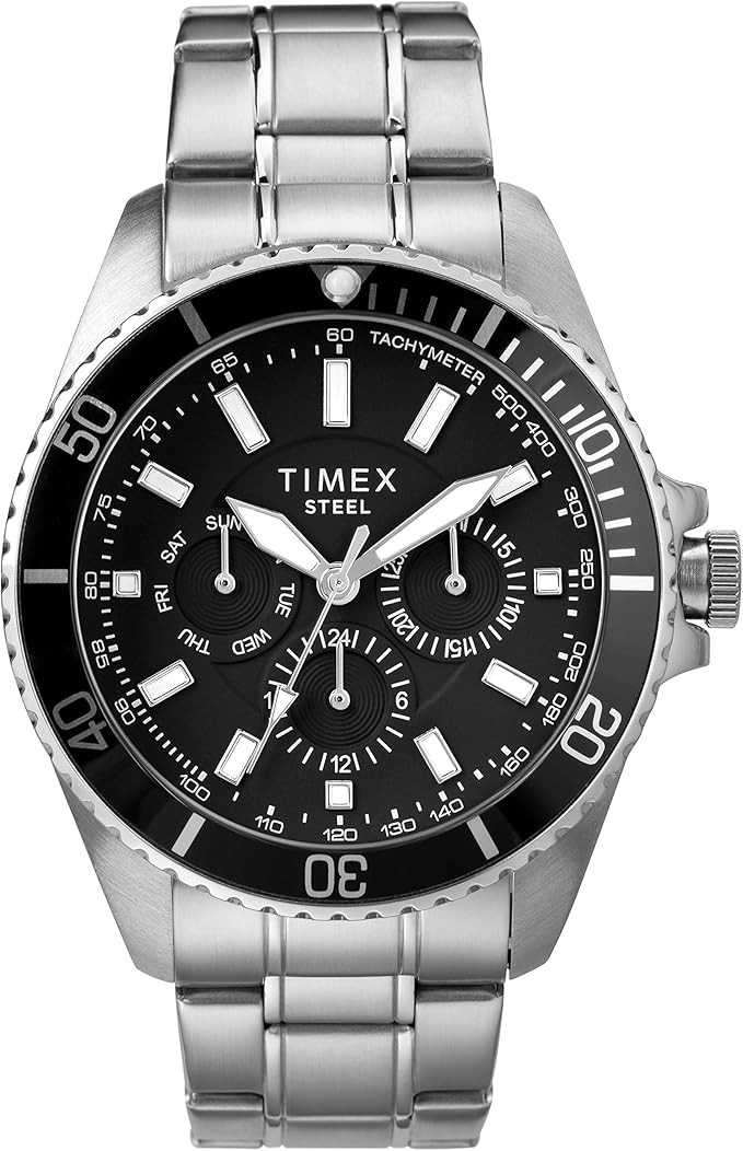 Timex Men's Dress Analog 44mm Stainless Steel Multifunction Bracelet Watch | Amazon (US)