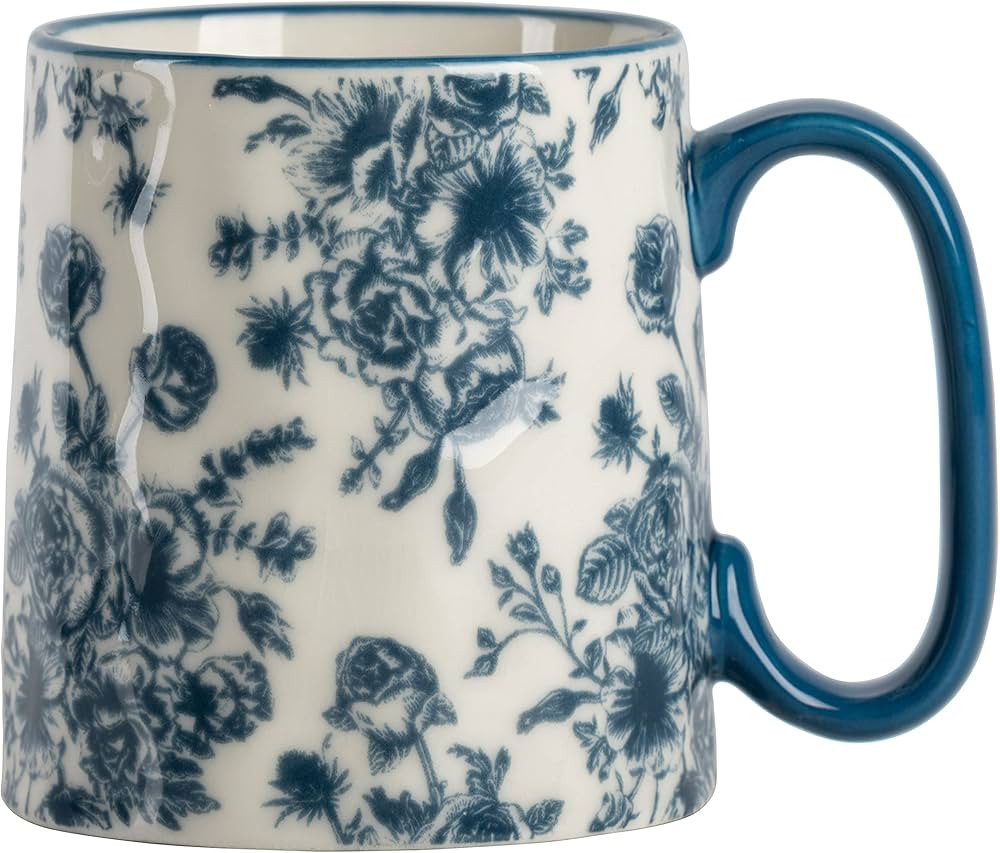 10 Strawberry Street Bella Mug, Set of 4, 14 oz, Line Floral Blue | Amazon (US)
