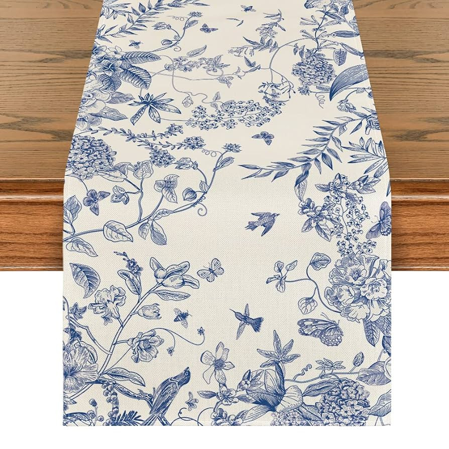 Artoid Mode Monochrome Sketch Birds and Flowers Spring Table Runner, Seasonal Summer Fall Kitchen... | Amazon (US)