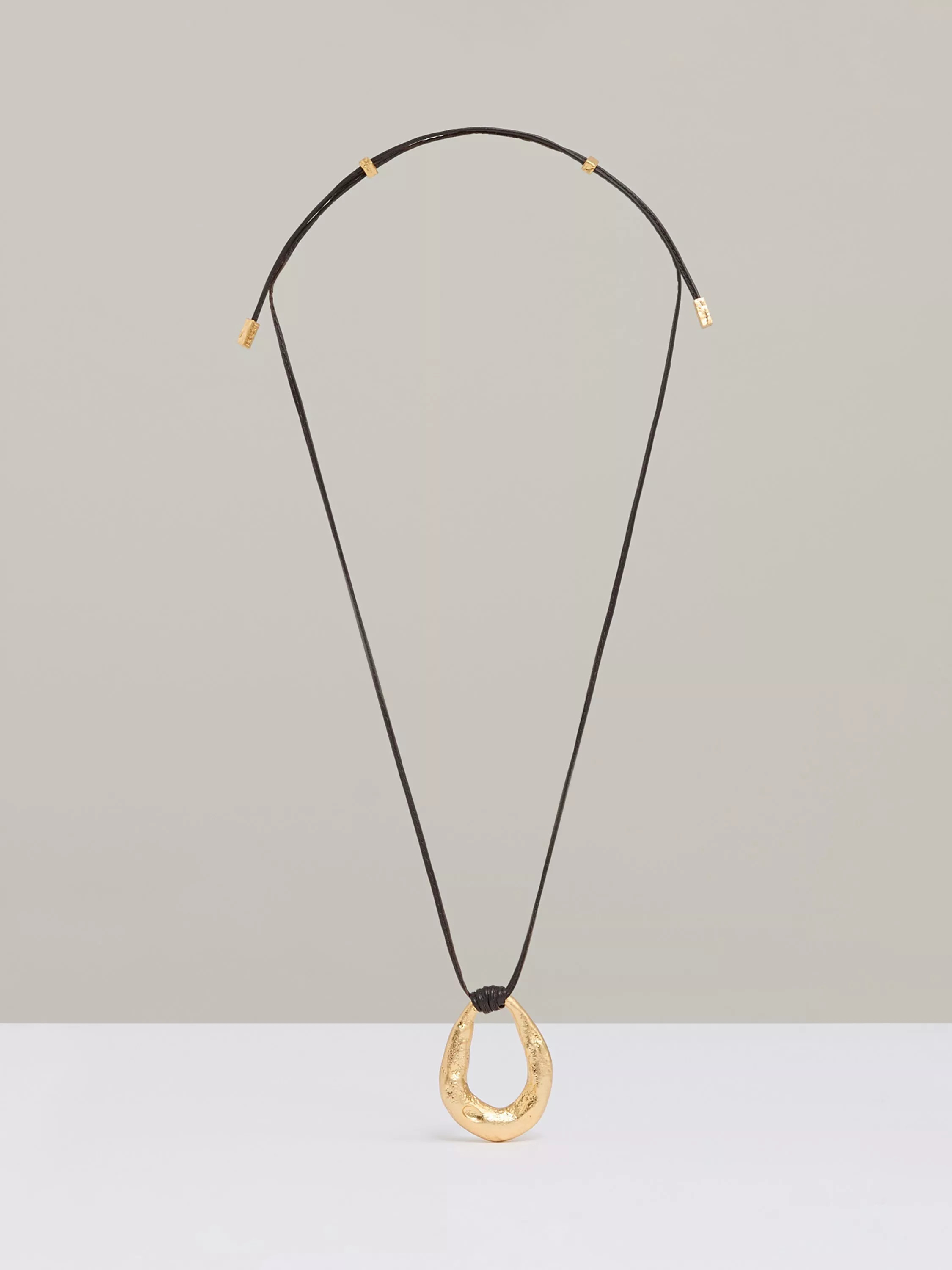 Reiss Momo Molten Link Pendant Necklace, Gold Tone/Brown | John Lewis (UK)