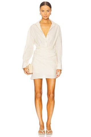 FAITHFULL THE BRAND Laria Mini Dress in Beige Pinstripe from Revolve.com | Revolve Clothing (Global)