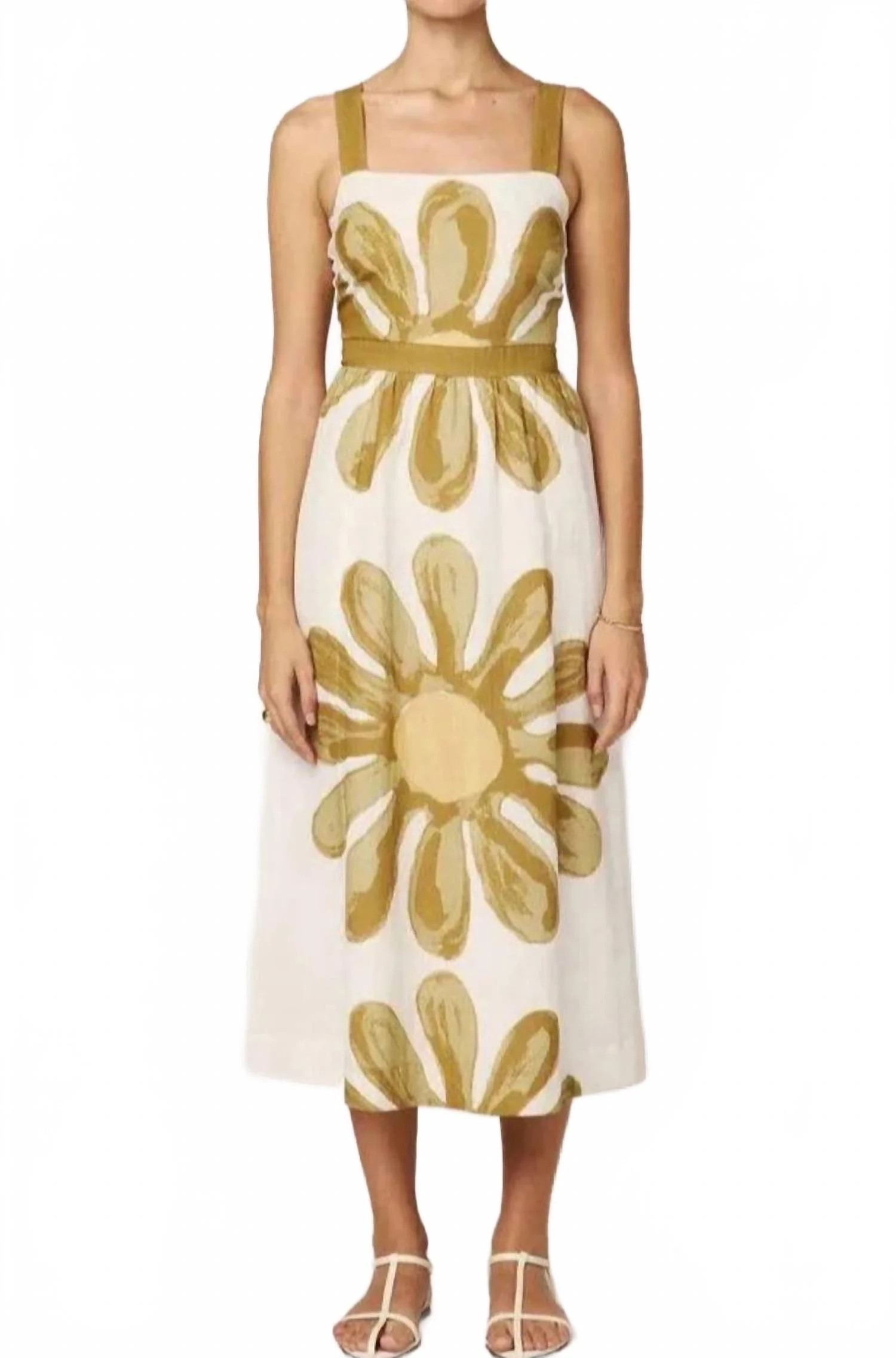 Clara Ankle Dress In Floral Placed Print | Shop Simon