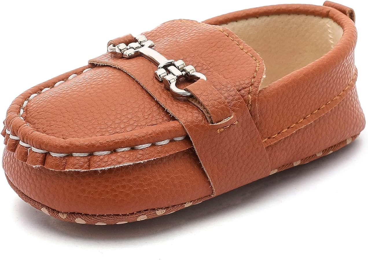 LONSOEN Baby Girls Boys Loafers Prewalker Dress Crib Shoes | Amazon (US)