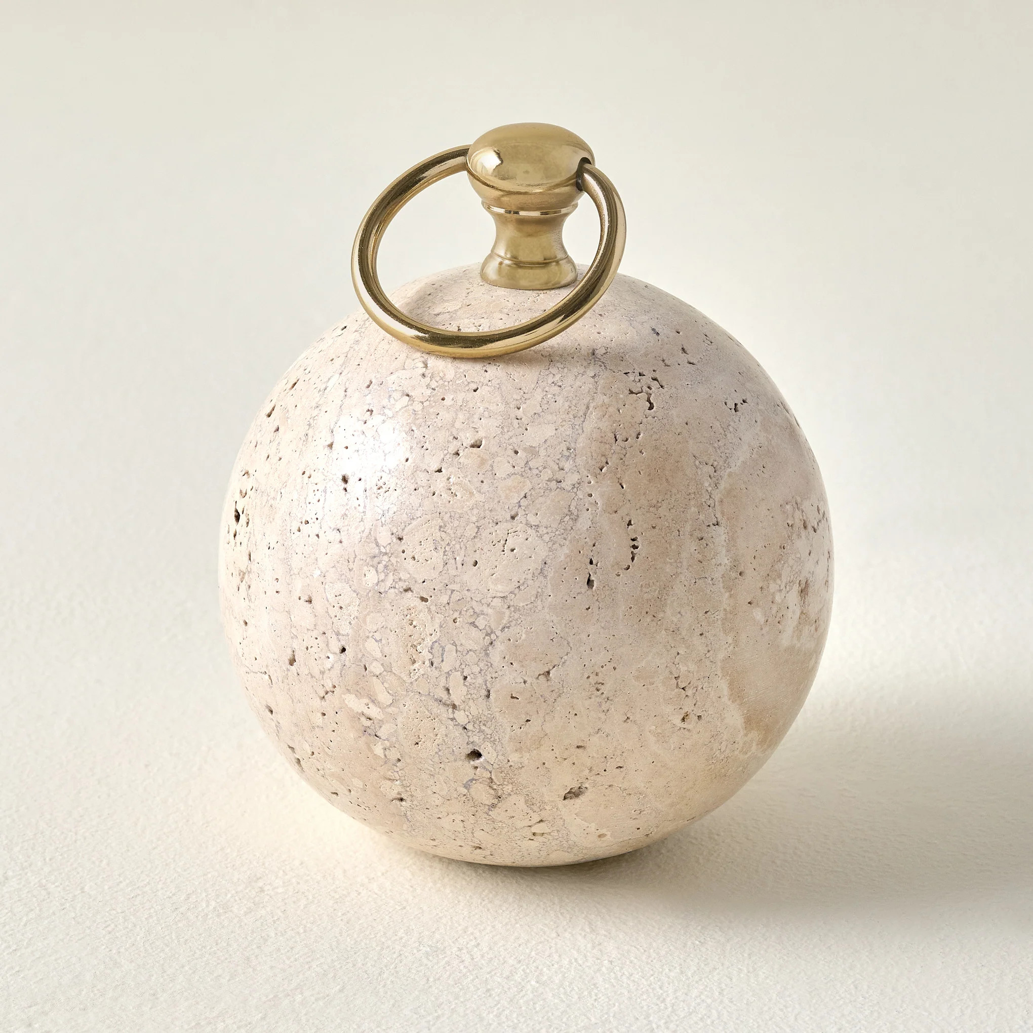 Travertine and Brass Doorstop | Magnolia