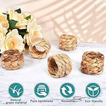 Napkin Rings Set of 8, Farmhouse Napkin Rings, Handmade Woven Napkin Rings, Spring Table Decorati... | Amazon (US)