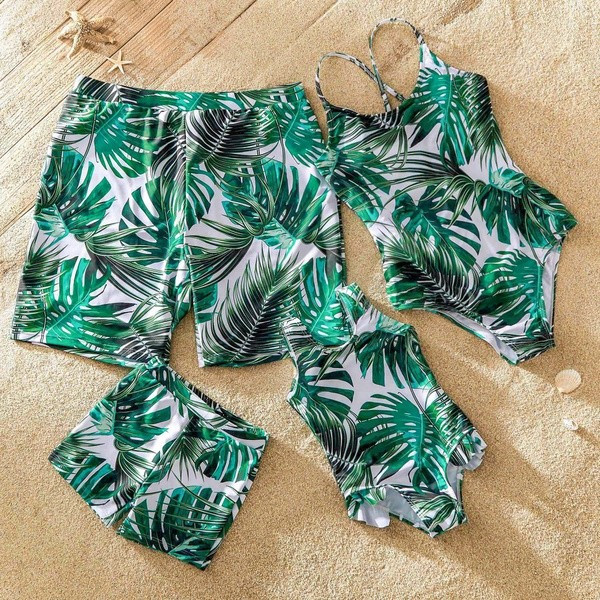 Allover Plant Print Matching Family Swimsuits at PatPat.com | PatPat