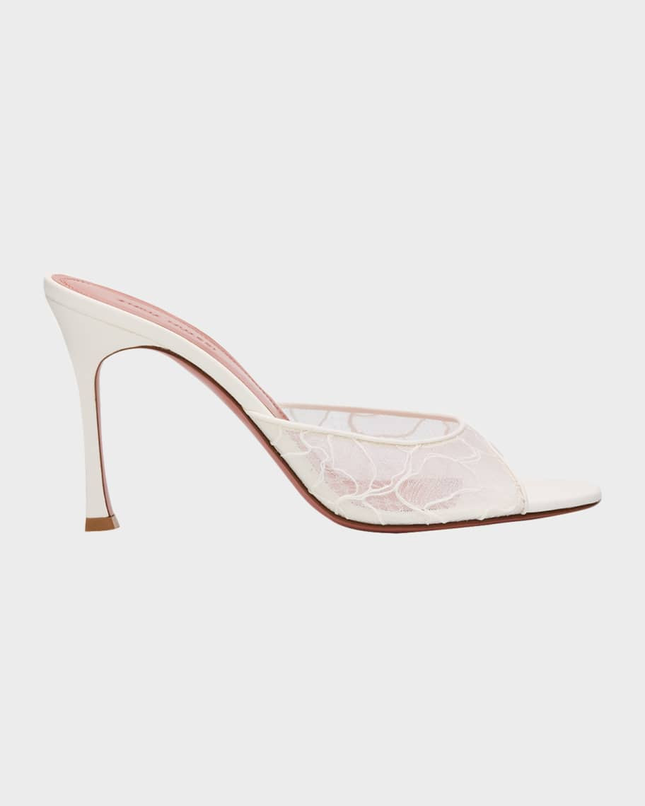 Amina Muaddi Alexa Lace Stiletto Mule Sandals | Neiman Marcus