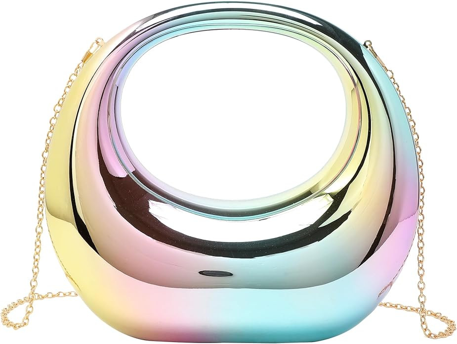 Acrylic Clutch Purses for Women Evening Handbag Top-handle Moon Hobo Bag-Red | Amazon (US)