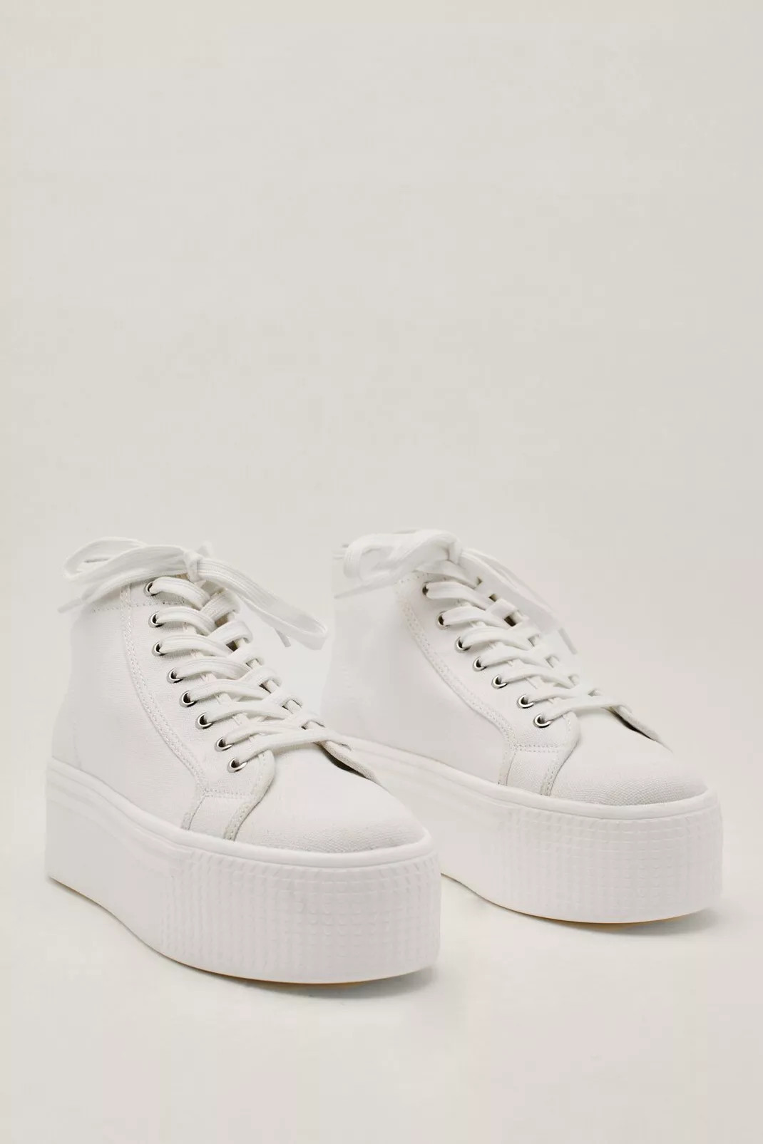 High Top Flatform Lace Up Canvas Sneakers | Nasty Gal (US)