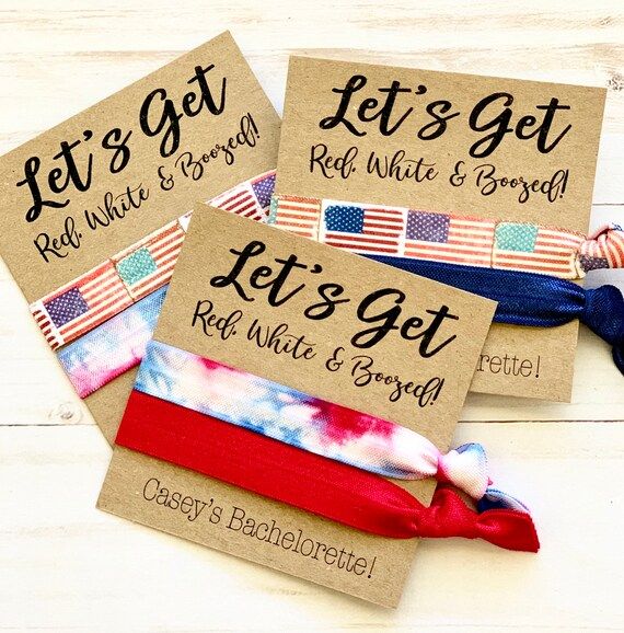 Let's Get Red, White & Boozed, Party Favor  | Bachelorette, Elastic Hair Ties, Patriotic Bachelor... | Etsy (US)