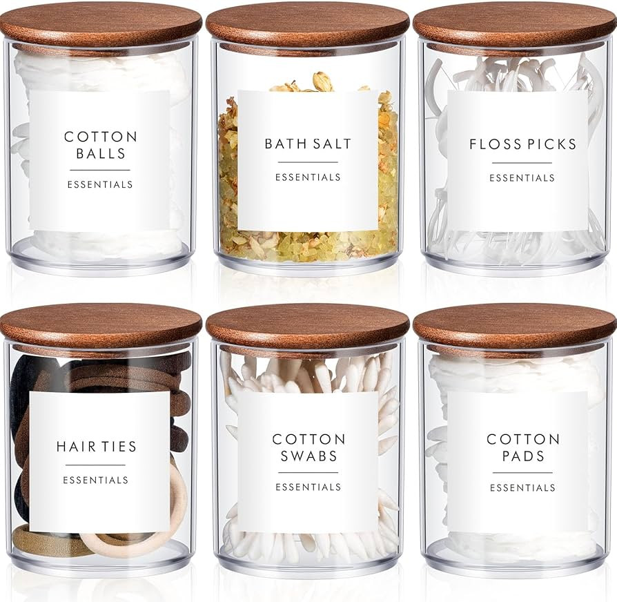 Yaomiao 6 Cotton Pad Holder Bathroom Container, 10 oz Cotton Ball Swabs Dispenser, Clear Plastic ... | Amazon (US)