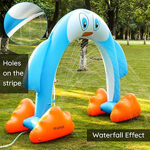 HAPAH Inflatable Arch Sprinkler Penguin for Kids, Summer Outdoor Fun Water Games, Over 6 Feet Long O | Amazon (US)