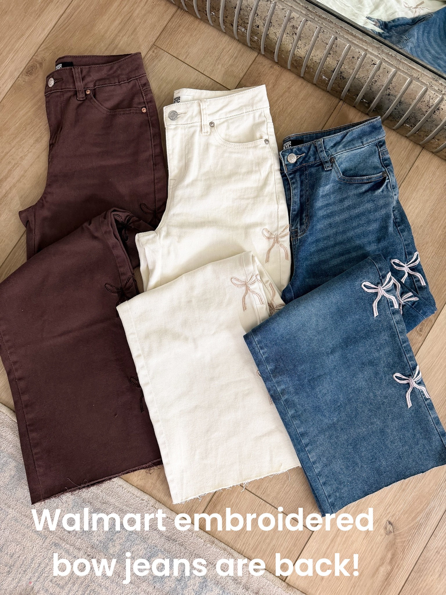 They’re finally back! 🤍 The viral Walmart embroidered bow jeans have been restocked and now come in gorgeous new colors! These have been one of my favorite Walmart fashion finds, and I love the feminine embroidered bow detail that makes them look so much more expensive.

Whether you choose classic blue denim, crisp white, or the rich chocolate brown, these jeans are perfect for styling with sweaters, cardigans, graphic tees, and boots all fall long. If you missed them the first time around, now’s your chance!

#walmart #walmartfashion #bowjeans #embroideredjeans #denimstyle #walmartfinds #fallfashion #falloutfits #jeans #affordablefashion #walmartstyle #fashionfinds #casualstyle #everydaystyle #newarrivals #fallwardrobe #styleonabudget #denimlove #outfitideas #viralfinds

#LTKootd #LTKPetite