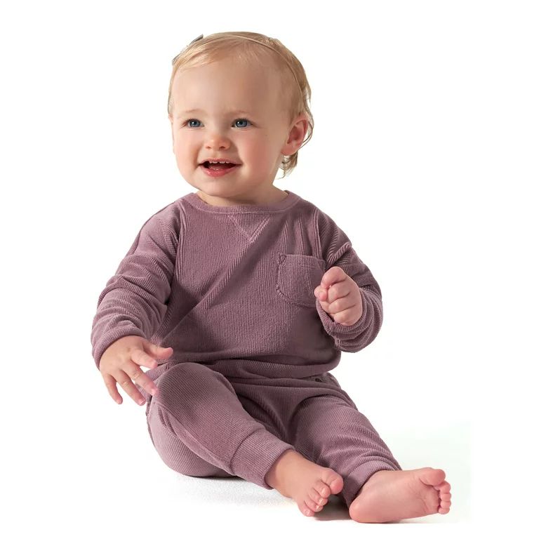 Modern Moments by Gerber Baby Boy or Girl Gender Neutral Long Sleeve Velour Top & Pant, 2-Piece O... | Walmart (US)