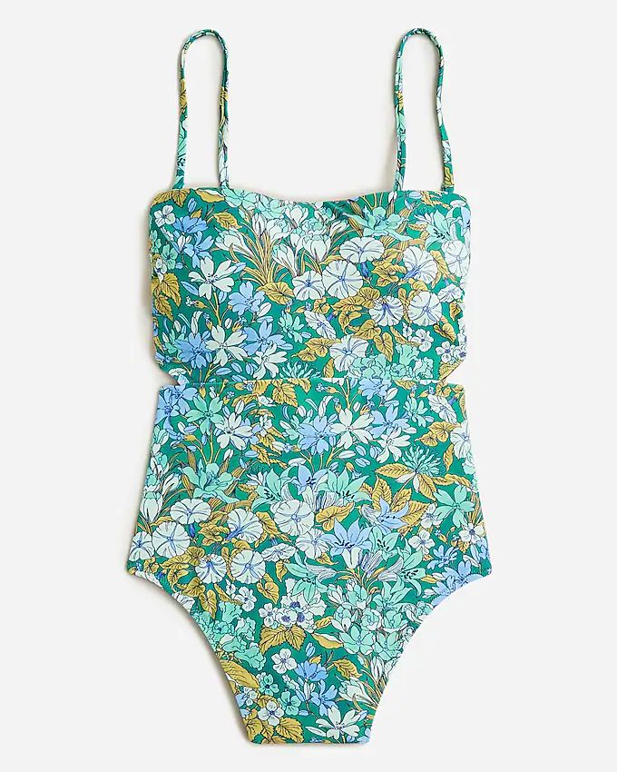Cutout one-piece swimsuit in aqua blooms | J.Crew US
