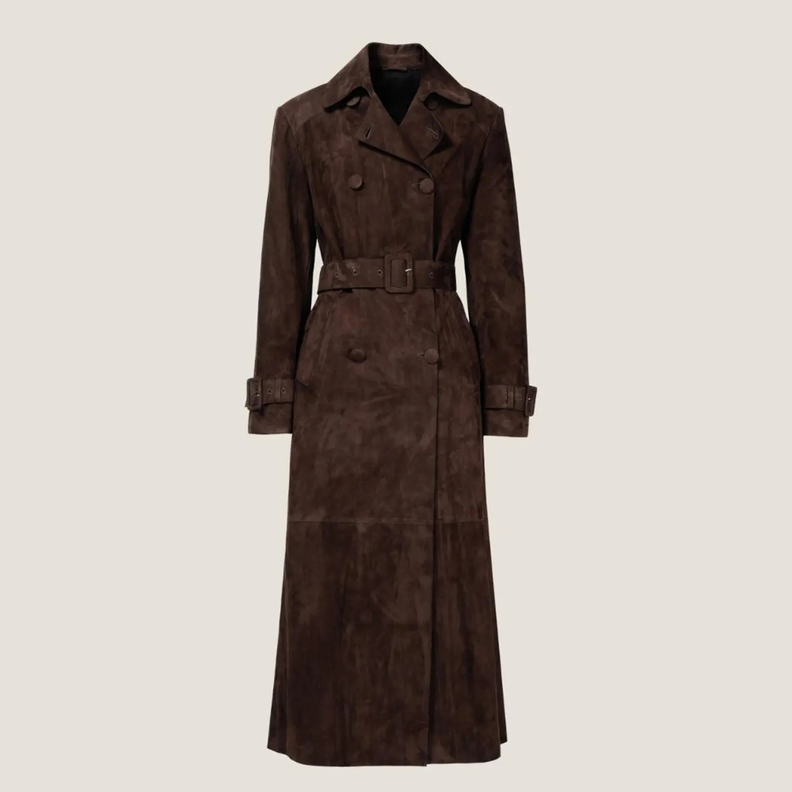 Women's Brown Suede Long Coat - Handmade Double Breasted Winter Trench Coat - Stylish Outerwear &... | Etsy (US)