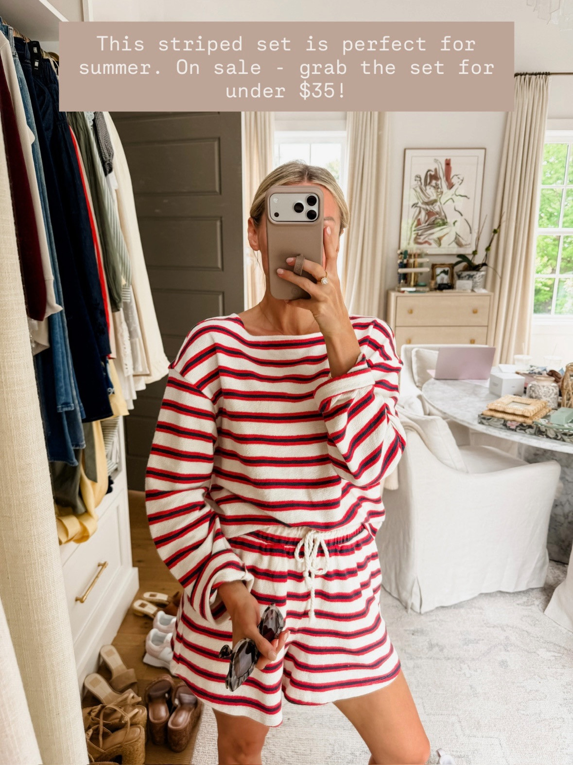 Love this striped set for the summer! It's so cute for Memorial Day and July 4th! Currently on sale! Wearing M in the top & S in the shorts!

Loverly Grey, Target sale, memorial day sale, lounge set, july 4th outfit inspo, cover up 

 #LTKSeasonal #LTKSaleAlert