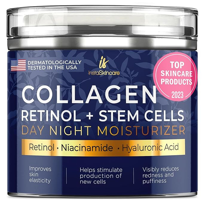 Collagen Face Moisturizer with Airless Pump - Collagen Botanical Stem Cells Cream for Skin with R... | Amazon (US)