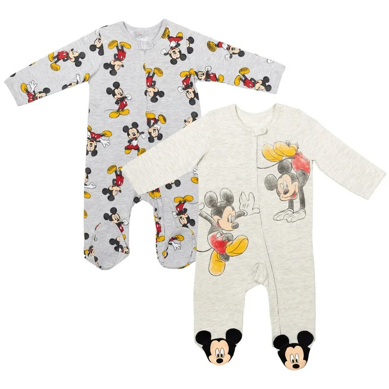 Disney Mickey Mouse Winnie the Pooh Baby 2 Pack Zip Up Sleep N' Plays Newborn to Infant | Walmart (US)