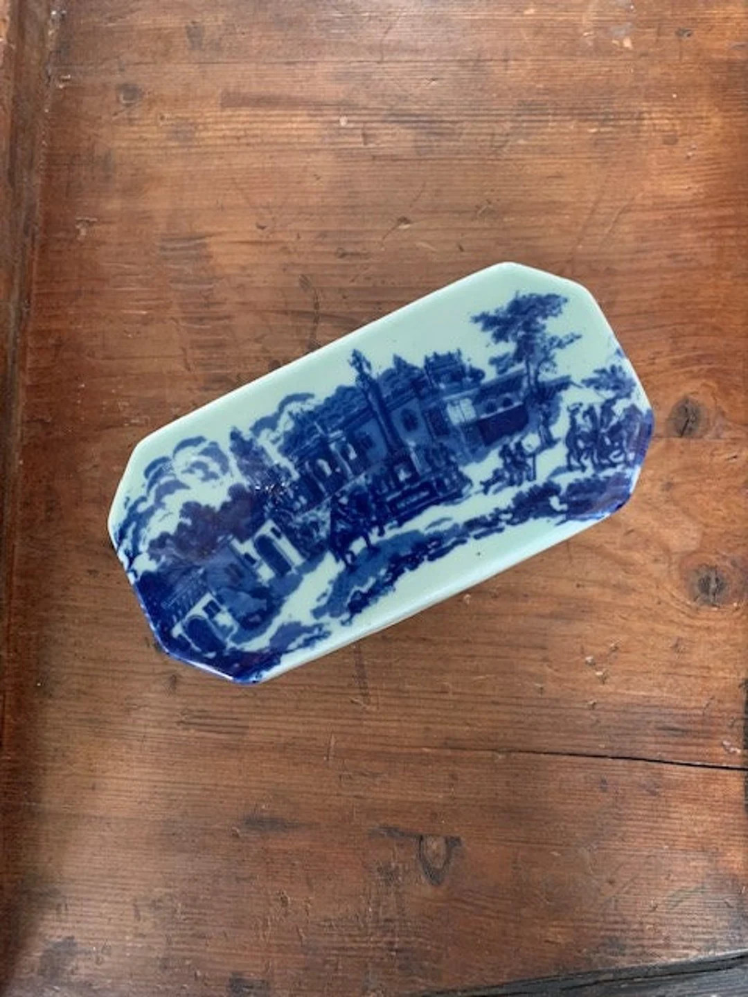 Chinese Porcelain Blue & White Asian Scene Jewelry/trinket Box With Lid - Etsy | Etsy (US)