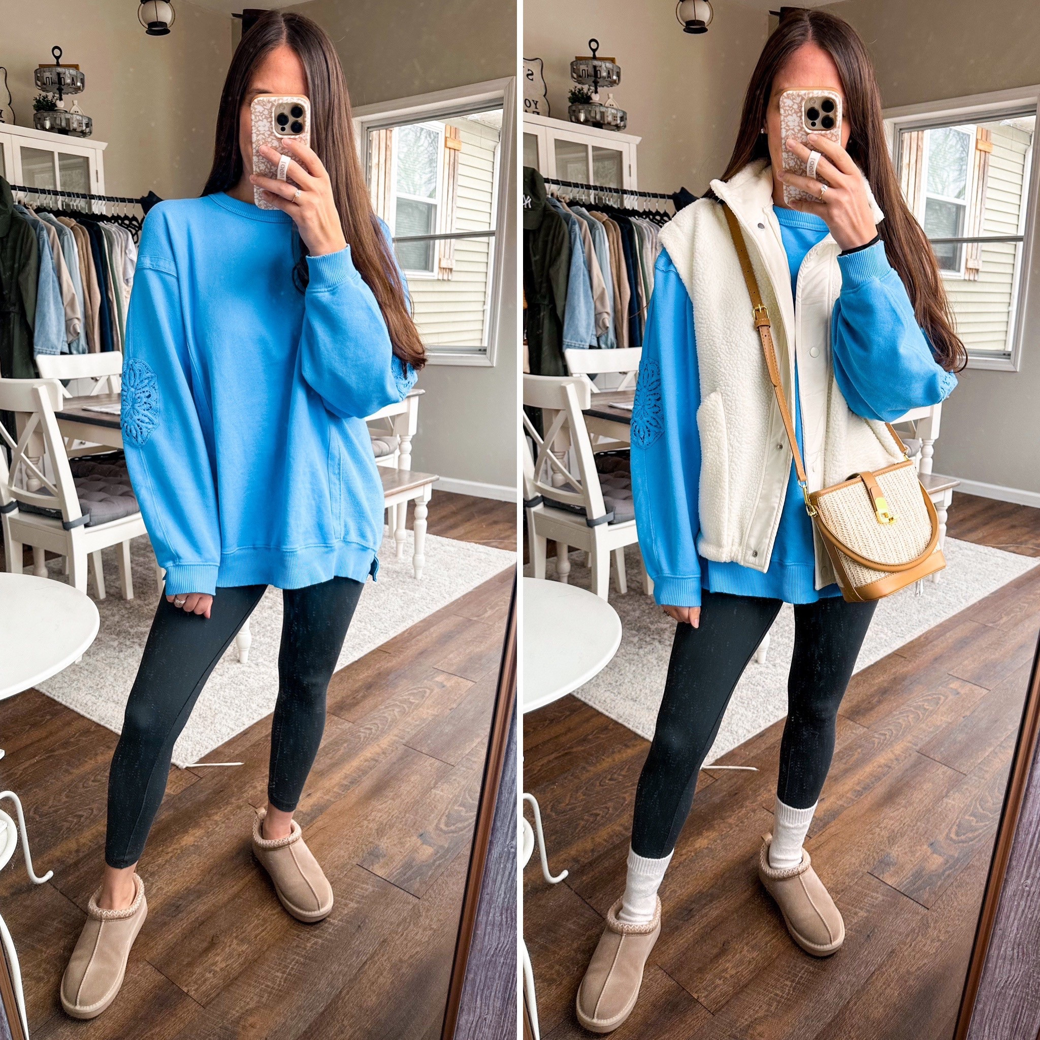 This Aerie sweatshirt is so good! Wearing xxs! The lace details though 🤌🏼 
Vest XS 
Legging small short 
Shoes tts 

#LTKStyleTip #LTKPetite #LTKFindsUnder50