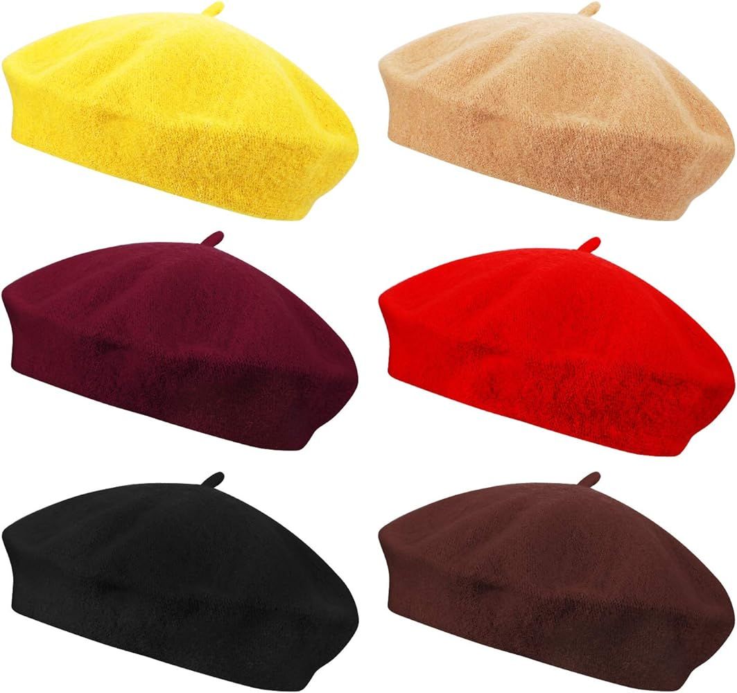 Anteer 6 Pieces Wool Beret Hat French Style Beanie Hats Fashion Ladies Beret Caps for Women Girls... | Amazon (US)