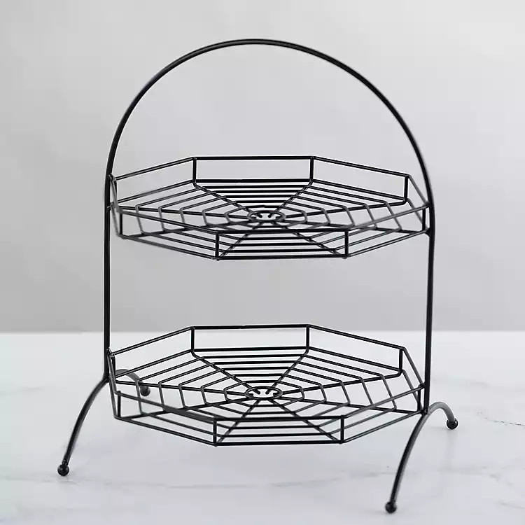 Black Spiderweb 2-Tier Serving Tray | Kirkland's Home