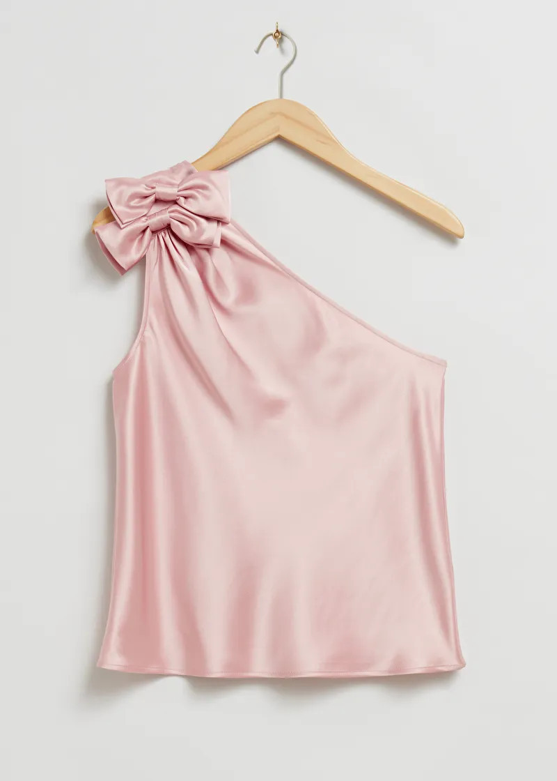 One Shoulder Satin Bow Top | & Other Stories US