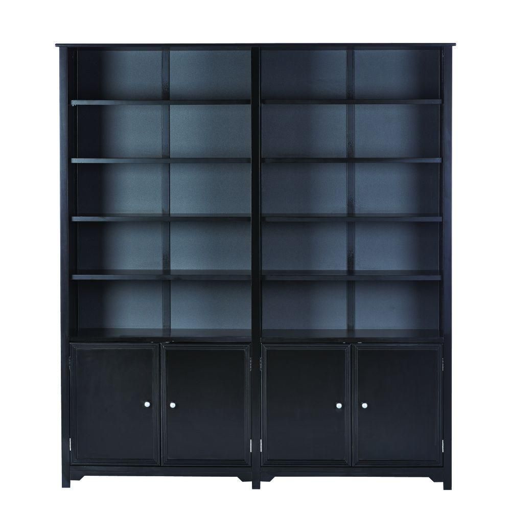 Home Decorators Collection Oxford 72 in Black Wood 12 shelf Accent Bookcase with Doors-1911200210... | The Home Depot