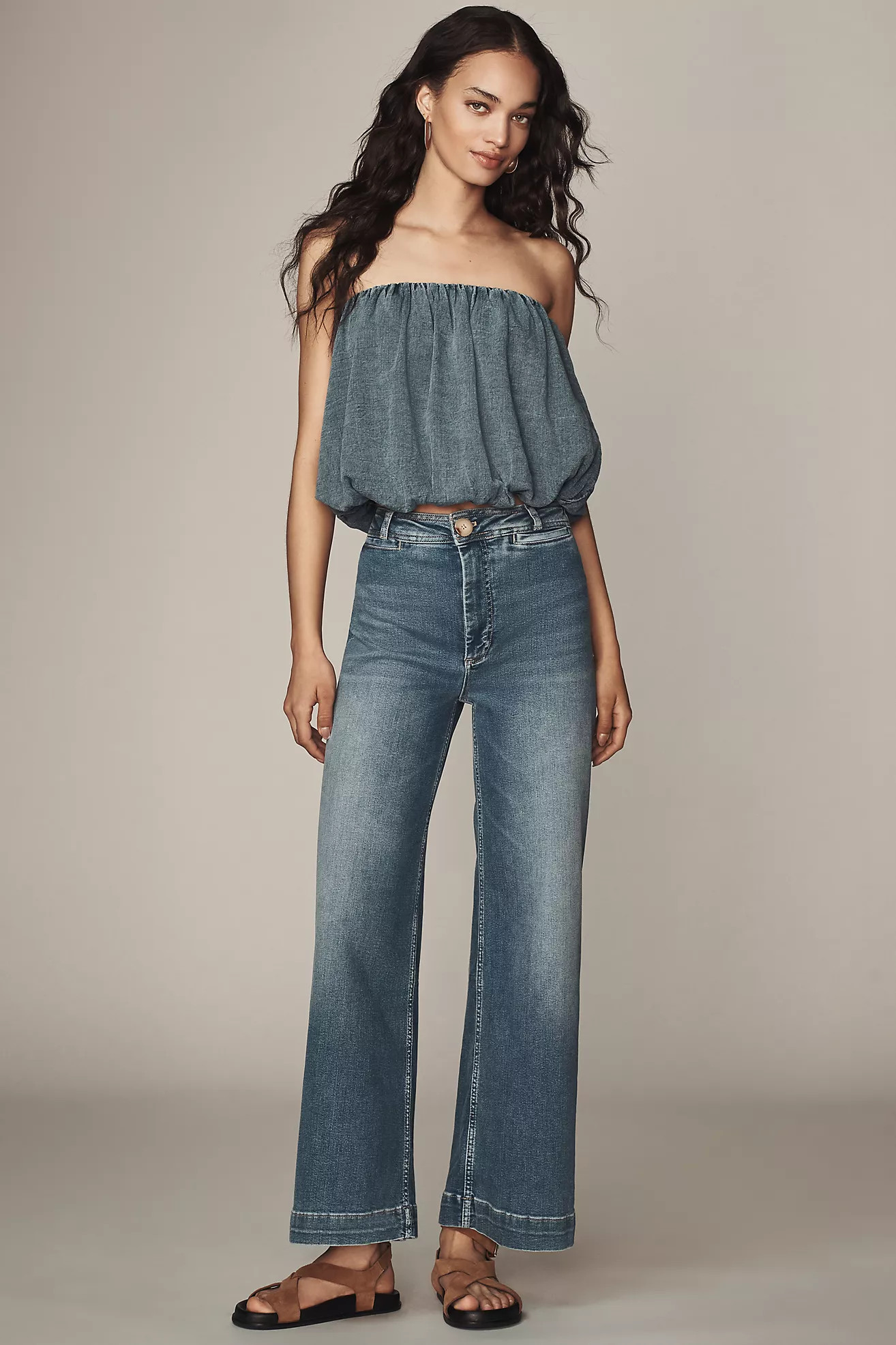 The Ettie High-Rise Full-Length Wide-Leg Jeans by Maeve | Anthropologie (US)