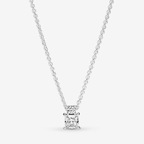 Sparkling Collier Round & Square Pendant Necklace | Pandora (US)