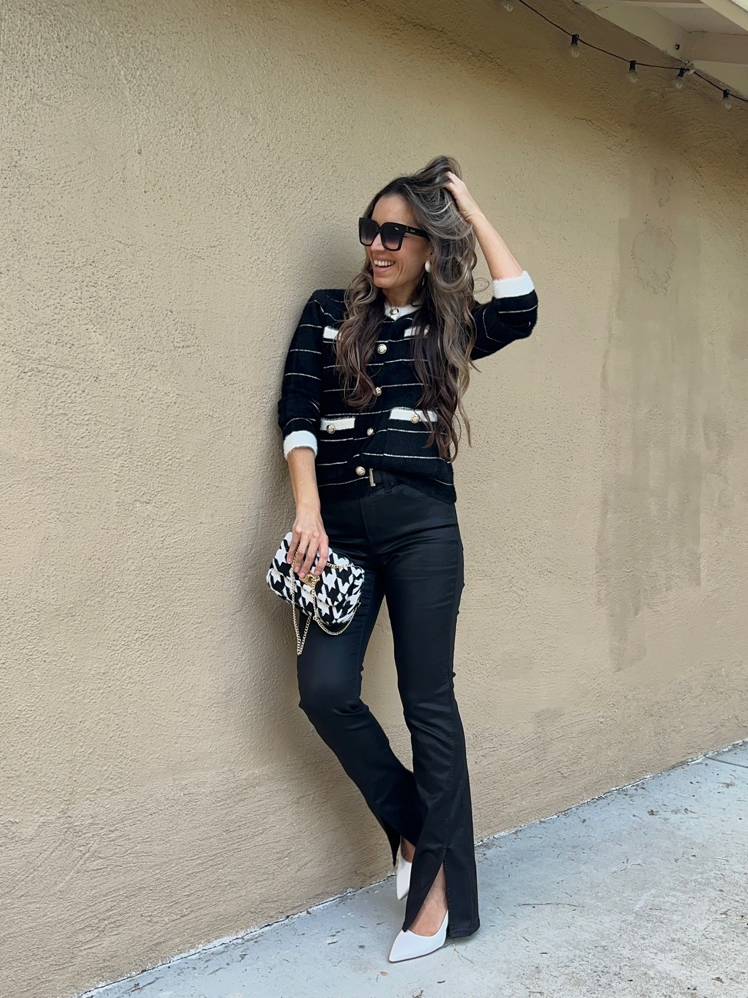 Black coated jeans are true to size, wearing size 4 regular.

White pumps are true to size 

houndstooth bag is so cute and padded. Perfect for winter bag

Black short cardigan is slightly small I recommend to size up.



Fall fashion fall outfits fall outfit fashion over 40 fashion over 50 minimalistic style mom fashion workoutfit


#LTKover40 #LTKGiftGuide #LTKHoliday
