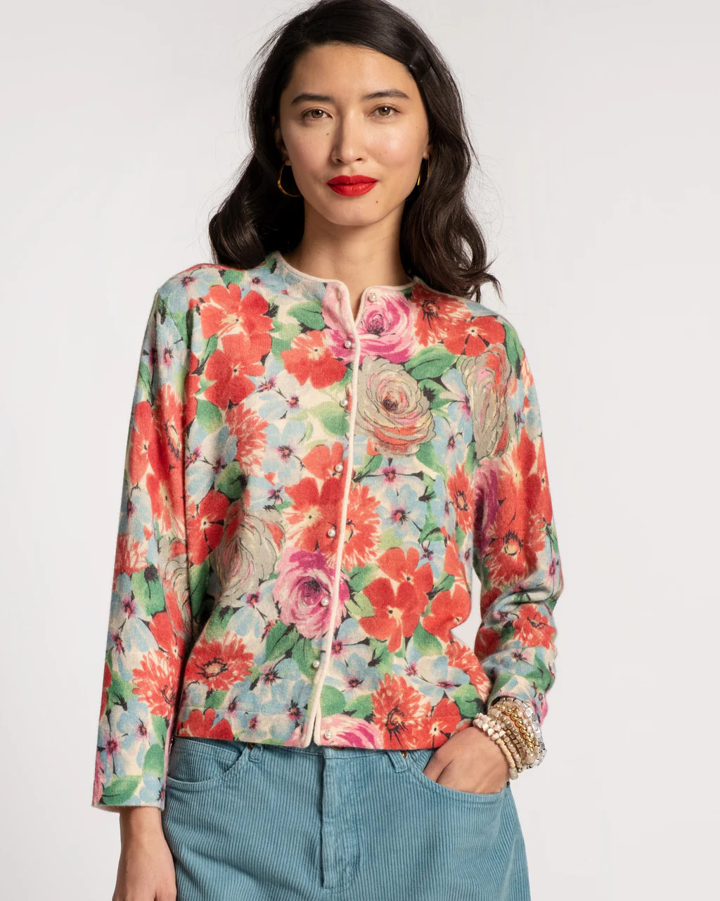Darling Cardigan Rose Garden Print | Frances Valentine
