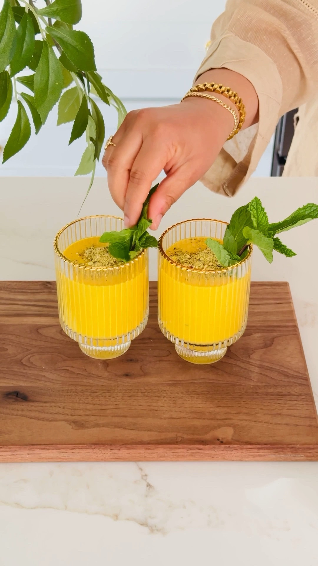 The best mango lassi you will ever have!! 🥭

I’ve tried several recipes of mango recipes and this one takes the crown of them all inspired by @itsbabacooks 🙌🏼
Try making it for Eid or any occasion and I promise you will never want lassi any other way!! 😭

Recipe: 
Serves 5 

3 cups mango pulp 
2 cups milk
1/2 cup sugar 
1 cup Greek yoghurt 
4 scoops of vanilla ice cream 
2 tsp rose water

Blend with a hand blender until combined & garnish with crushed pistachios & mint.

Serve chilled! 

Wireless handheld food blender
Kitchen gadgets 
Kitchen organization  