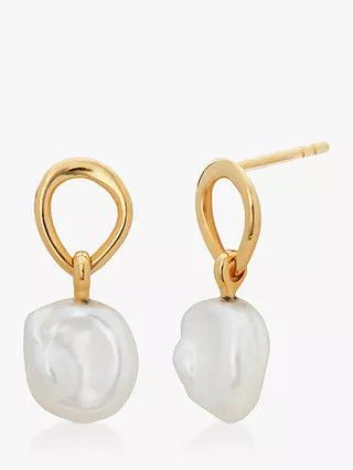 Monica Vinader Nura Keshi Pearl Open Circle Drop Earrings, Gold | John Lewis (UK)