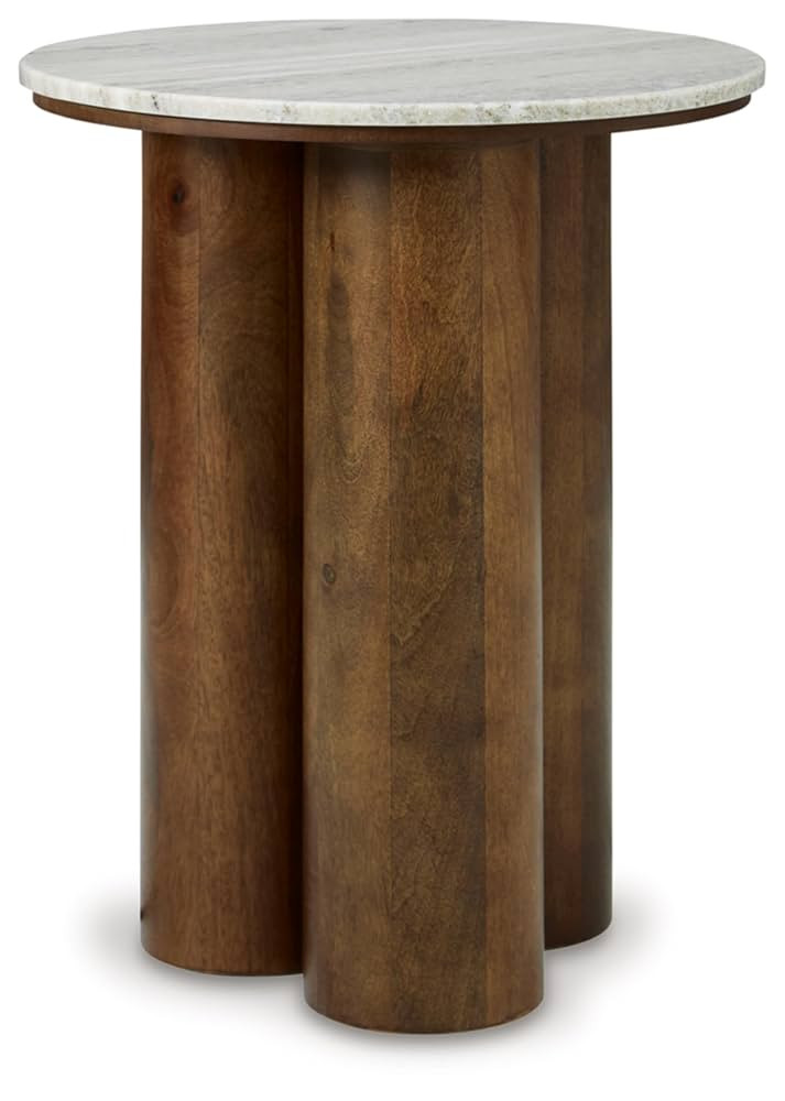 Signature Design by Ashley Henfield Contemporary Accent Table with Cylindrical Legs, Beige & Ligh... | Amazon (US)