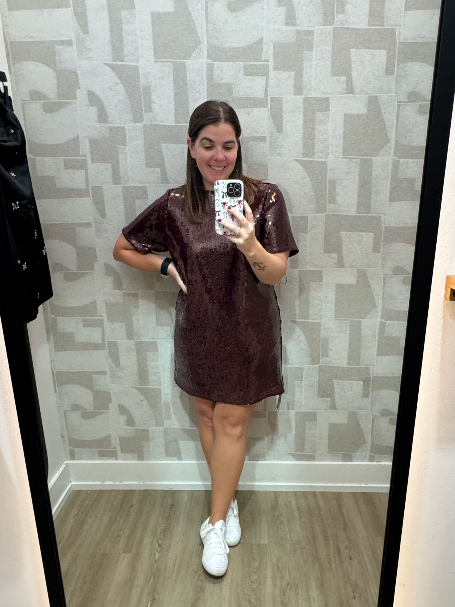 This sequin dress is my favorite from this try on! The dress is lined, so there is no itching from the sequins! It can be dressed up or down depending on the event you have for the holidays! The dress runs TTS, it comes in 3 other color options and is 25% off during the Black Friday Sale! 

#LTKCyberWeek #LTKStyleTip #LTKSaleAlert