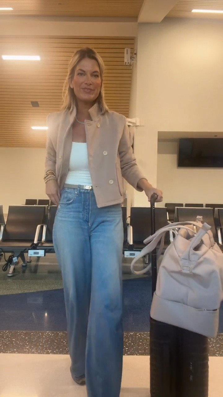 Travel outfit. I am in size 27 in the sweatpant jeans and small in the sweatshirt jacket.  Size up if between in the hybrid loafer sneaker.

#LTKTravel #LTKTall #LTKMidsize