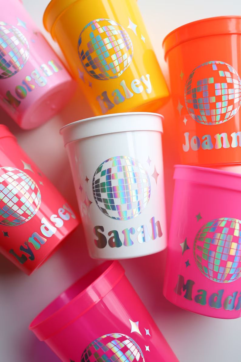 Disco Bachelorette Cups with Names | Disco Bachelorette Favors | Disco Bachelorette Party Cups | ... | Etsy (US)