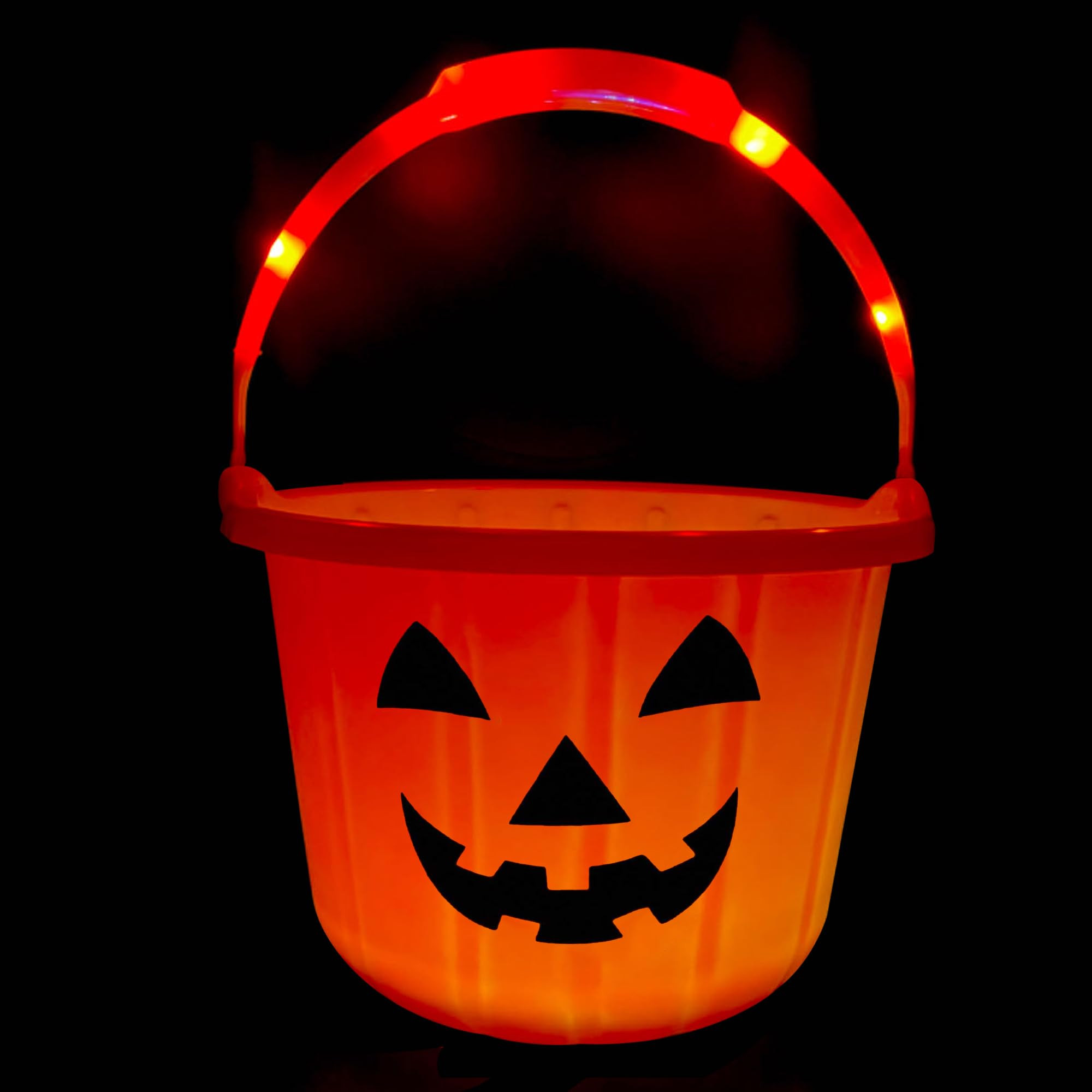 GIFTEXPRESS Light Up Halloween Pumpkin Bucket - Plastic Jack O Lantern w/Glow in The Dark Handles... | Amazon (US)