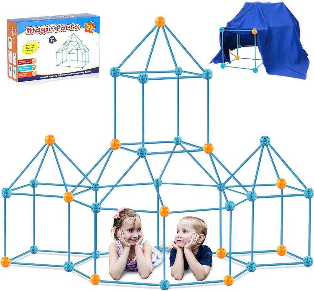 Kids Fort Building Kit - 135 Pieces Play Fort Constructor Indoor/Outdoor, DIY STEM Toy for Boys &... | Amazon (US)