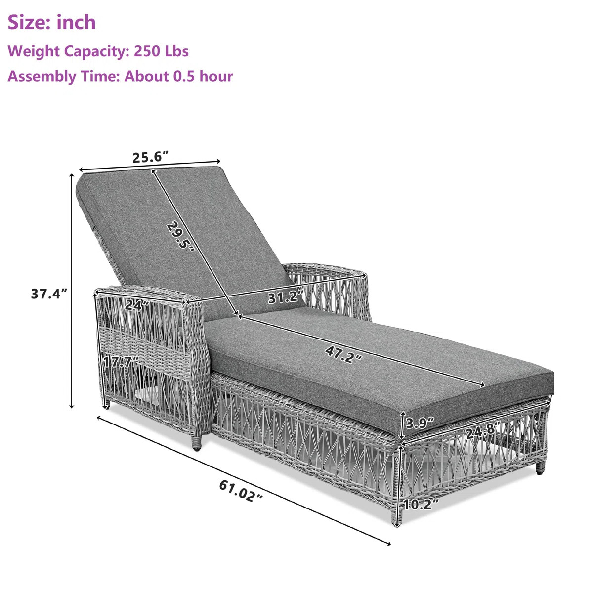 Outdoor Reclining All-Weather Rattan Chaise Lounge Chair Set, Cushion Included(Set Of 2) | Wayfair North America