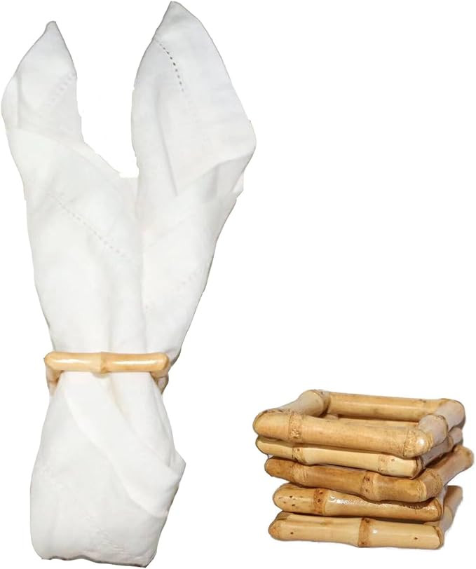 Bamboo Napkin Rings,Napkin Ring Set of 6,Handmade Natural Napkin Holder Ring for Table Decoration... | Amazon (US)